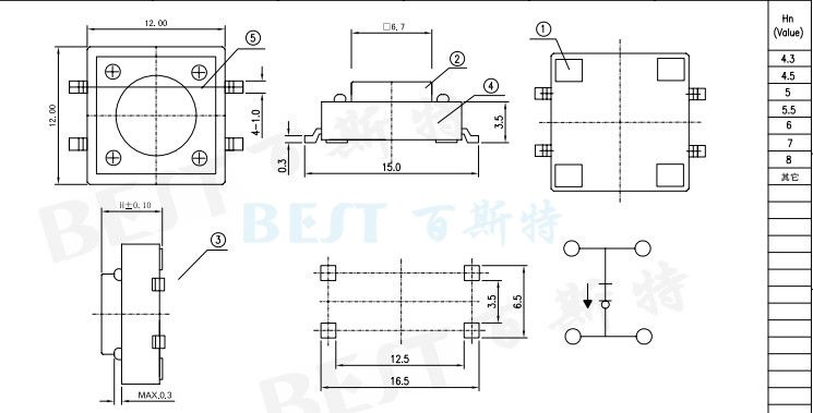 輕觸開關(guān)TS-1103W